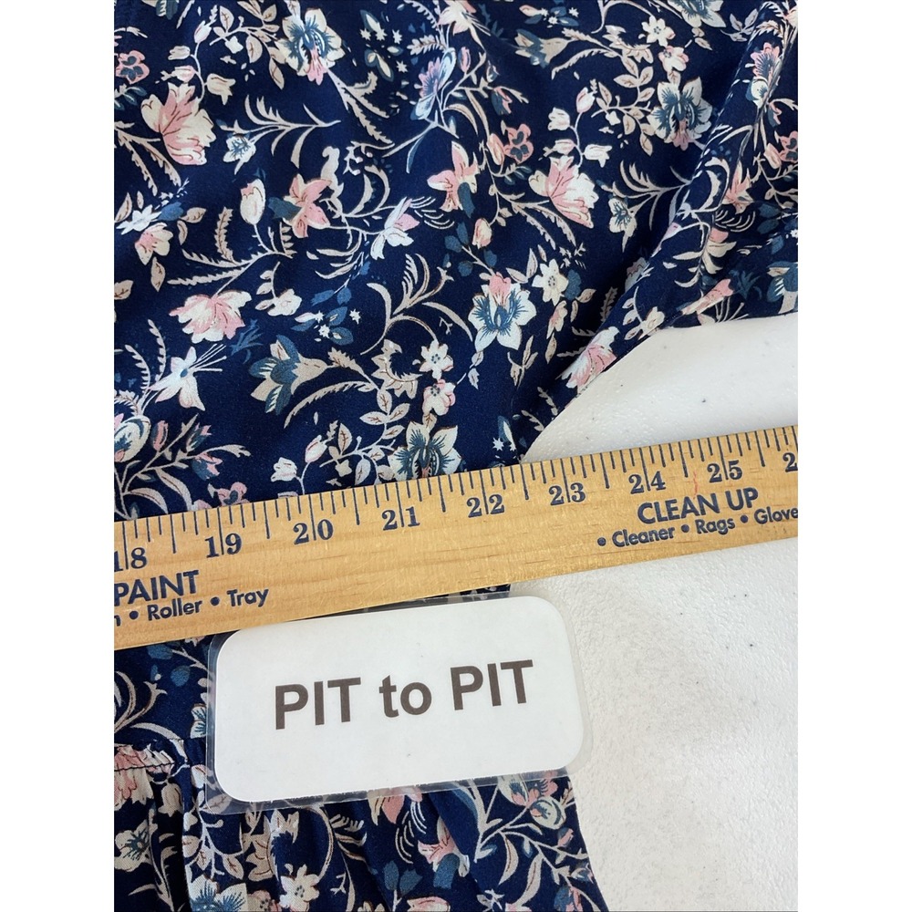 Natural Life Dress Rayon Navy Blue Floral Size L/XL Airy Flowy - Picture 5 of 7